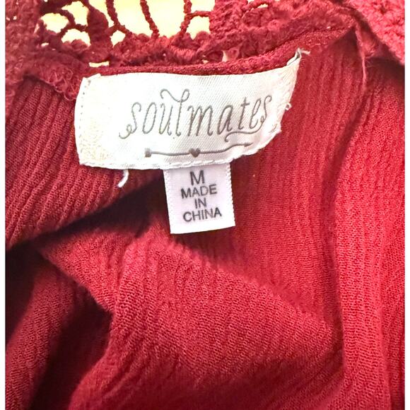 SOULMATES Off the Shoulder Flowy Ruffled Red Blouse, Size: M - Picture 2 of 7